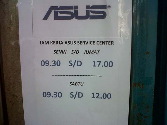 Jam Kerja Service Center Asus Bandung